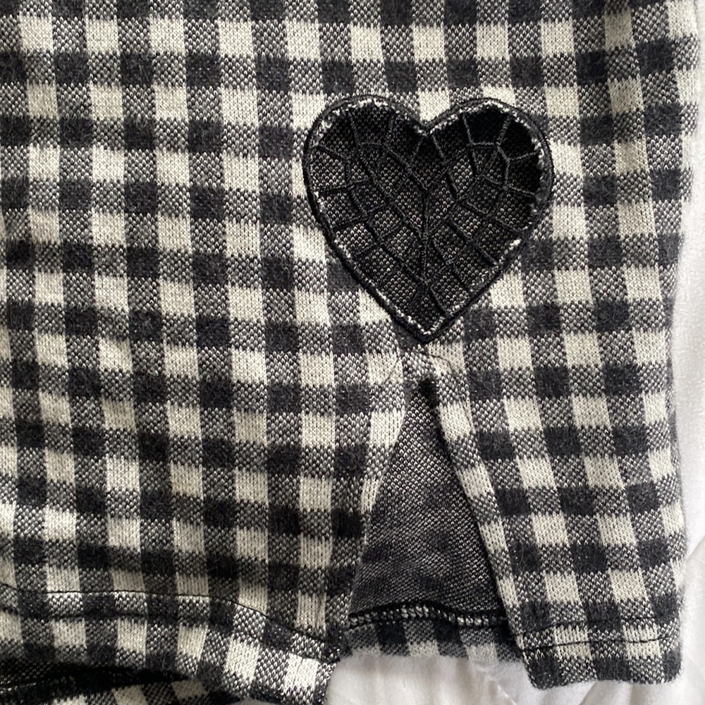 Embroidered Heart Decal Plaid Dress